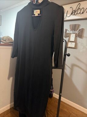 Wishful Park Black Midi Dress with Keyhole Neck